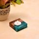 Wood Tea-light Holder with Translucent Aqua Resin Effect - 1 Piece